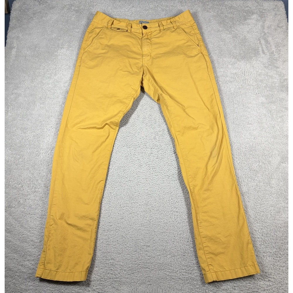 Barbour Chino Pants Mens 34x34 Mustard Yellow Regular Fit 100% Cotton MTR0455